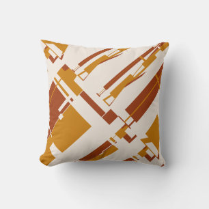 Coussin Rouille or Beige Sud-Ouest Look Diagonal Abstrait