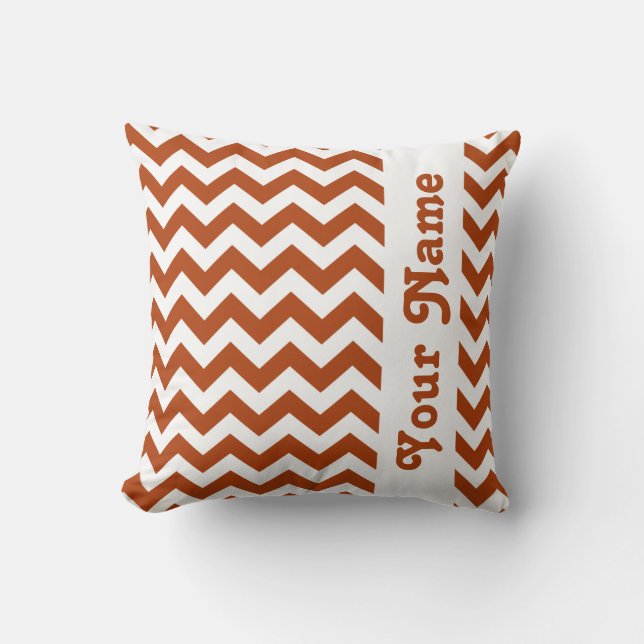 Coussin Rouille Red Safari Chevron avec texte personnalisé (Recto)