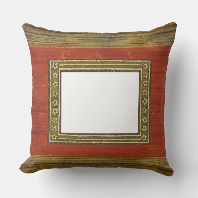 Coussin Rouille Rouge Étoiles Cadre Jeu d'oreillers (Recto)