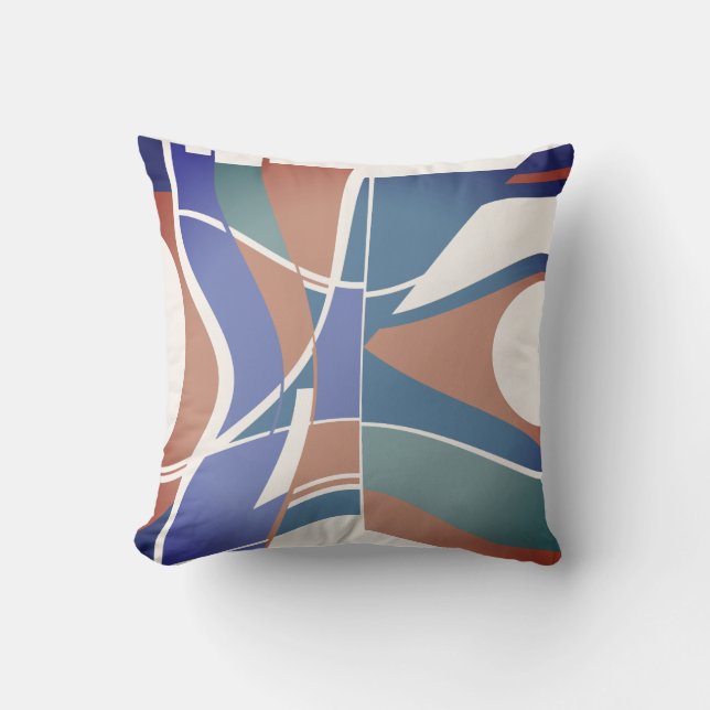 Coussin Rouille Violet Bleu Turquoise Blanc Fléchissement  (Recto)