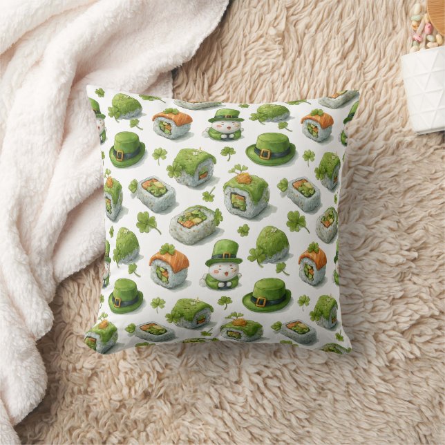 Coussin Roulés de sushi pour la Saint-Patrick et trèfle (Couverture)