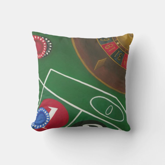 Coussin Roulette Table avec puces et roue (Recto)