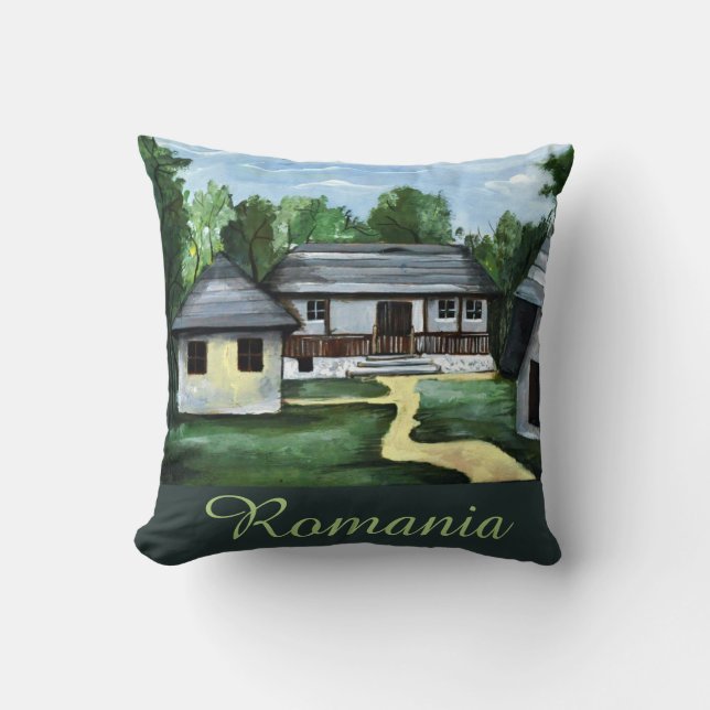 Coussin Roumanie - l Transylvanian Rustic House Texte (Recto)