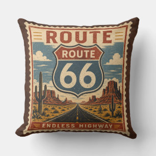 Coussin Route 66 Autoroute Sans Fin Literie Vintage Postag