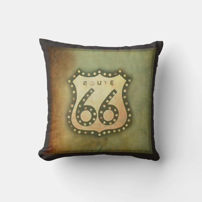 Coussin Route 66 Symbole vintage style chic shabby (Recto)