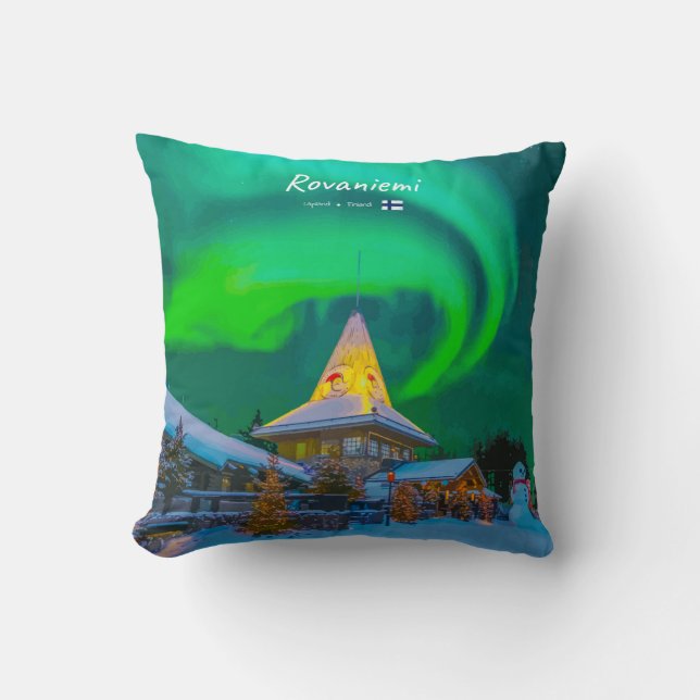 Coussin Rovaniemi, Finlande - Aurore magique (Recto)
