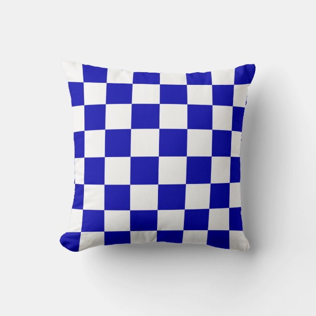 Coussin Royal Blue and White Checks (Recto)