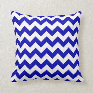 Coussin Royal Blue and White Chevron