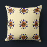 Coussin Royal Blue Mandala<br><div class="desc">This unique hand-drawn mandala features a rustic,  artistic charm with natural variations in the pattern alignment. A striking royal blue and gold design that adds a touch of elegance to any sofa or bed."</div>