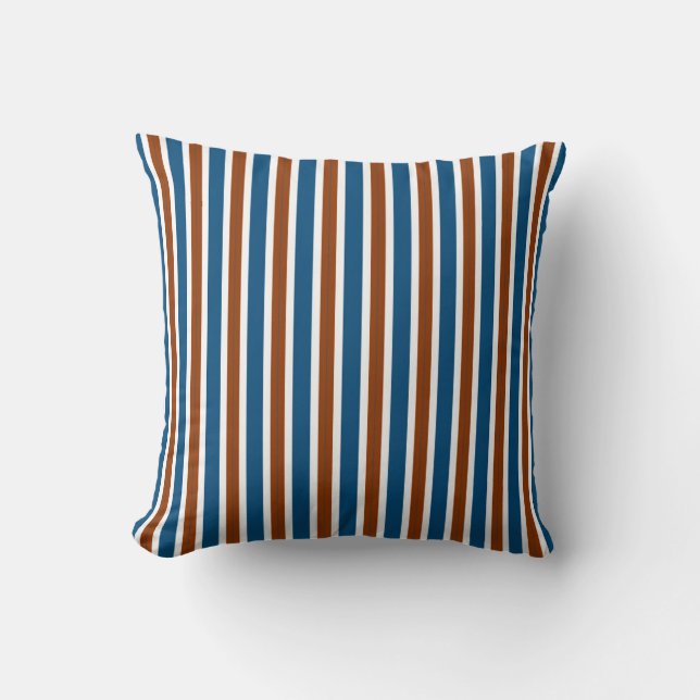 Coussin royal blue, rust brown, and crisp white vertical s (Recto)