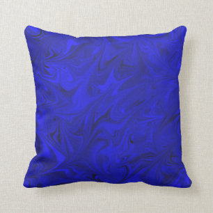 Coussin royal de bleu d'indigo de motif de marbre
