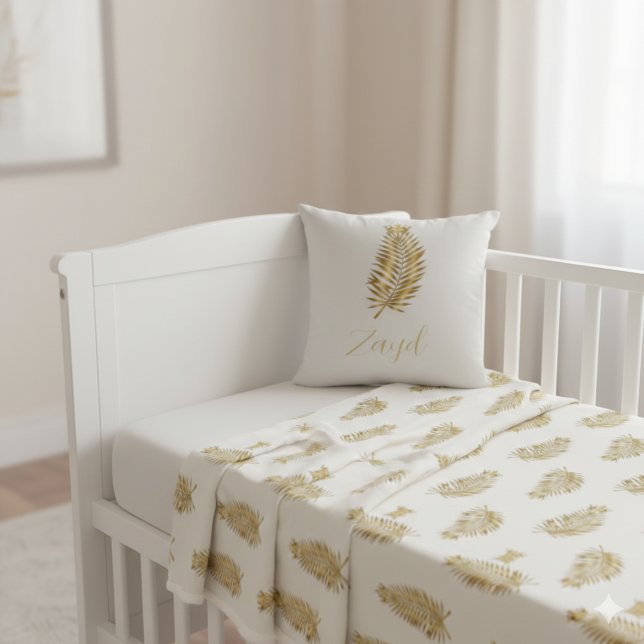 Coussin Royal Gold Palm & Crown Custom Reversible Baby Pil (Créateur téléchargé)