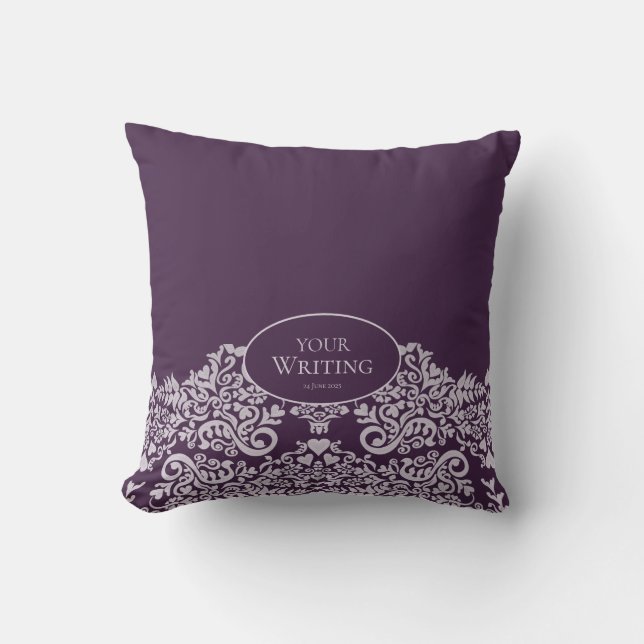 Coussin Royal Plum Personalized Damask (Recto)