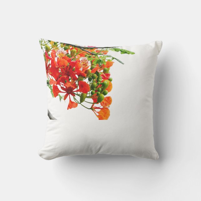 Coussin Royal Poinciana,Gulmohar Floral Throw Pillow Cover (Recto)