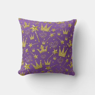 Coussin Royal Purple & Gold Parties scintillant Girls Prin