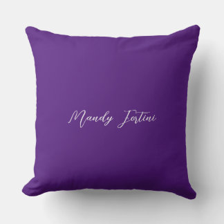 Coussin Royal Purple Plain Élégante Calligraphie minimalis