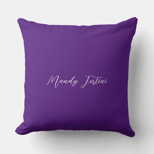 Coussin Royal Purple Plain Élégante Calligraphie minimalis (Recto)