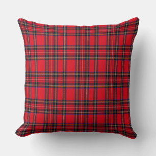 Coussin Royal Stewart tartan rouge noir plaid