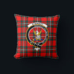 Coussin Royal Stewart Tartan with Clan Badge and Motto Thr<br><div class="desc">Royal Stewart tartan with clan badge and motto, which translated, means, "Courage grows strong from a wound." The Stewart has many different clans and badges.</div>