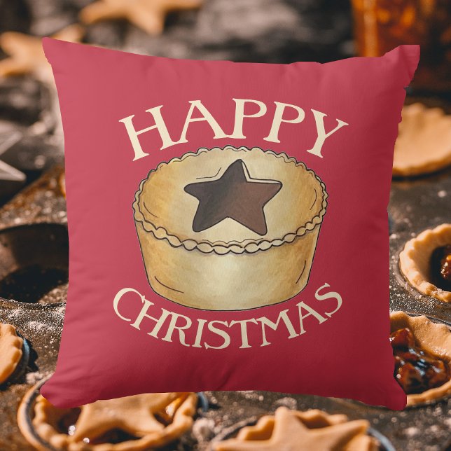 Coussin Royaume-Uni British Food Fruit Mince Pie Joyeux No (Mince Pie Pillow)