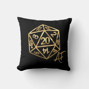 Coussin RPG Crit AF   Gold Retro Tabletop Roleplayer Dice
