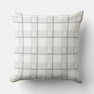 Coussin Ruban blanc à carreaux pour la sensibilisation au