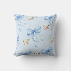 Coussin Ruban bleu et fleur de cerisier