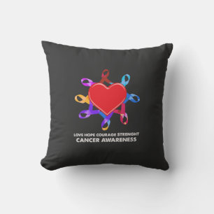 Coussin Ruban cardiaque de sensibilisation au cancer   Amo