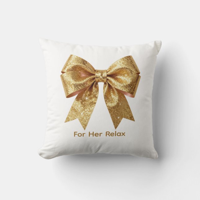 Coussin Ruban de Gala Doré Étincelant - Invitation Luxueus (Recto)