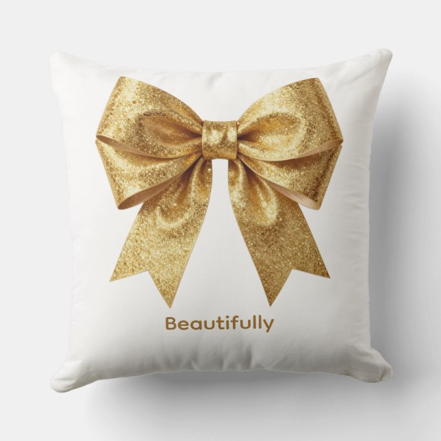 Coussin Ruban de Luxe Pailleté Doré - Guirlande Festive Is (Verso)