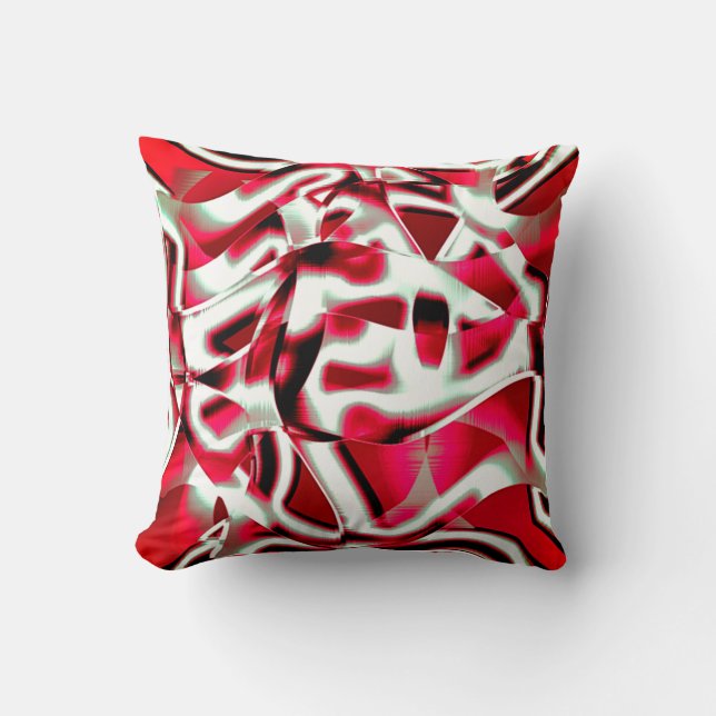 Coussin Ruban incurvé superposé en rouge vif (Recto)