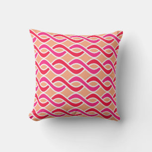 Coussin Ruban moderne du milieu du siècle, nuances de cora