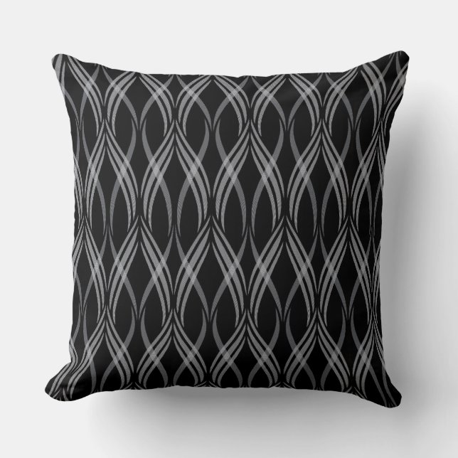Coussin Ruban noir et blanc réversible Lancer l'oreiller (Recto)