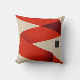 Coussin Ruban Rouge Plié Géométrique Abstrait