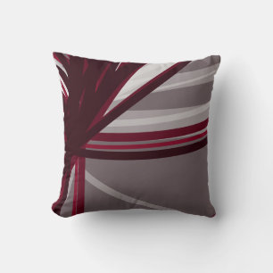 Coussin Rubans Abstraits modernes gris et bordeaux