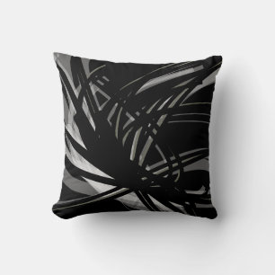 Coussin Rubans Abstraits noirs blancs et gris