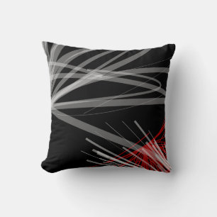 Coussin Rubans Abstraits noirs blancs et rouges