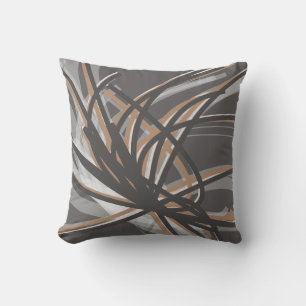Coussin Rubans artistiques Abstraits Taupe et Grey
