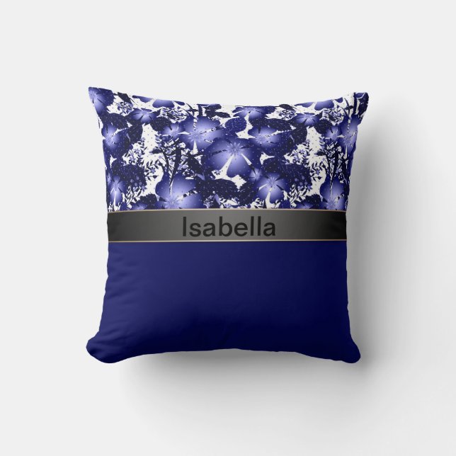 Coussin Rubans de satin gris et perles flore pour annivers (Recto)