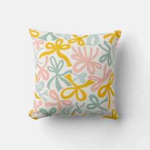 Coussin Rubans et nœuds Coquette de Noël pastel