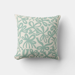 Coussin Rubans et nœuds coquette sarcelle douce 