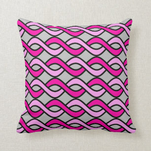 Coussin Rubans modernes de la moitié du siècle, rose et
