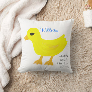 Coussin Rubber jaune Ducky Détails de naissance bleu