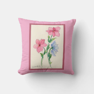 Coussin Ruby et fleurs bleues