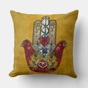 Coussin Ruby Pomegranate Heart Red Bird Hamsa