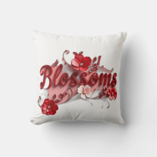 Coussin Ruby Red Script Blossoms