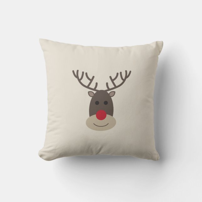 Coussin Rudolph l'oreiller à lancer de rennes à nez rouge (Recto)