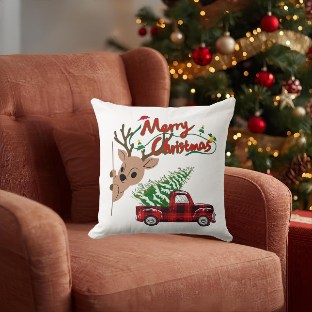 Coussin Rudolph Merry Christmas - Throw Pillow (Créateur téléchargé)