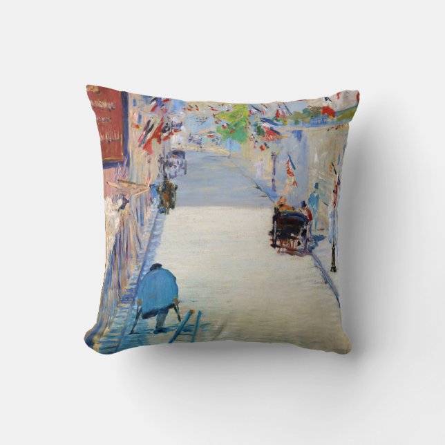 Coussin Rue avec drapeaux français, Manet (Recto)