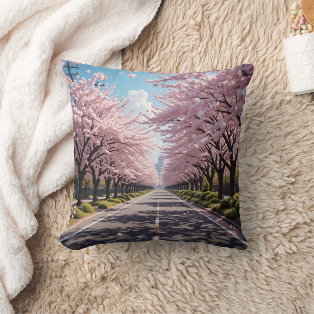 Coussin Rue de cerisier fleuri flottant i (Couverture)